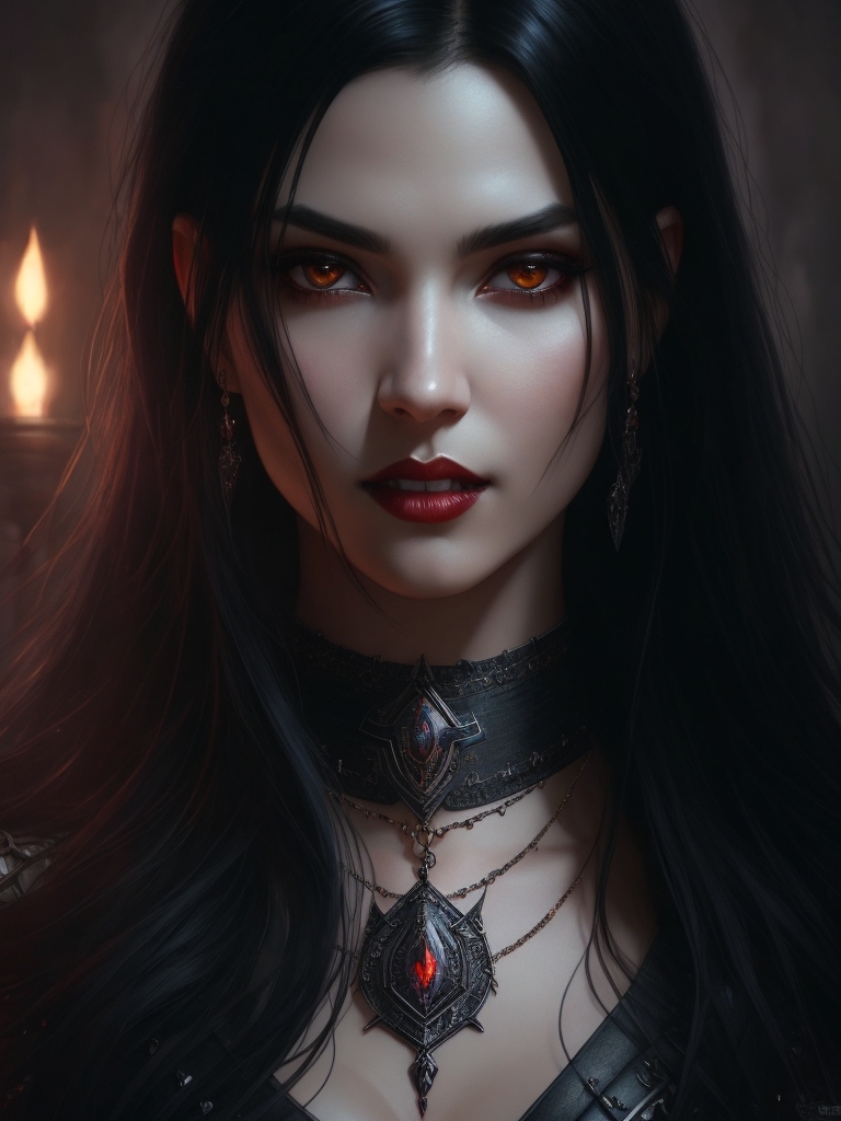 Beautiful Gorgeous Vampire Woman Black Hair Vik 1 by arrojado on DeviantArt