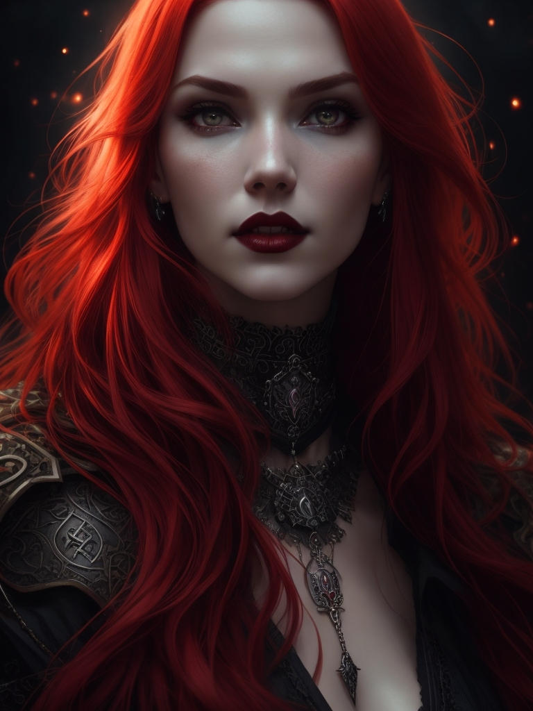 Beautiful Gorgeous Vampire Woman Red Hair Vikin 0 by arrojado on DeviantArt