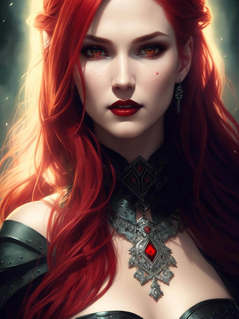 Beautiful Gorgeous Vampire Woman Red Hair Vikin 3 by arrojado on DeviantArt