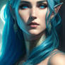 Beautiful Gorgeous Elf Woman Blue Hair Viking A 0