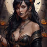 Halloween Costume Beatiful Woman With Black Hai 3 