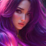 Fuscia Hair Beautiful Woman Near Campfir 3