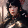 Black Hair Beautiful Samurai Woman Adorn 1