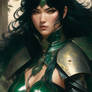 Dark Green Hair Beautiful Samurai Woman 3