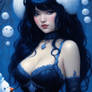 Dark Blue Hair Woman With Snowman 1