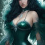Dark Green Hair Snow Icicle Woman 2