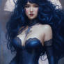 Dark Blue Hair Yule Woman Beautifu 0