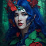 Dark Blue Hair Green Forest Elf Qu 3
