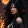 Fire Element Beautiful Woman black hair d 1