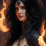 Fire Element Beautiful Woman black hair d 0