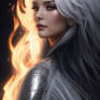 Fire Element Beautiful Woman silver hair 1