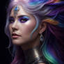 Air Element Beatiful Woman rainbow hair d 1