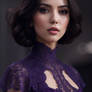 Attractive Elegance Purple Dress Woman Brunette 2
