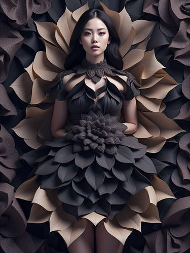 Attractive Tessellation Dress Woman Black Hair 3
