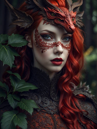 attractive forest dragon woman red hair