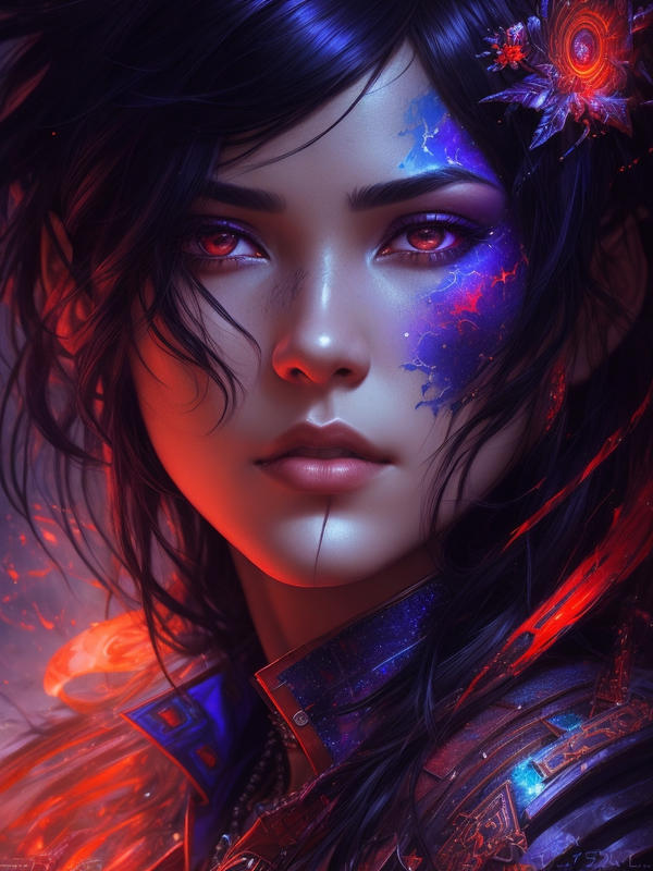 Astral Escape Splash Art Beautiful Woman Red Ind 1 by arrojado on ...