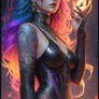 Tarot Card Death fishtail rainbow hair woman da 1