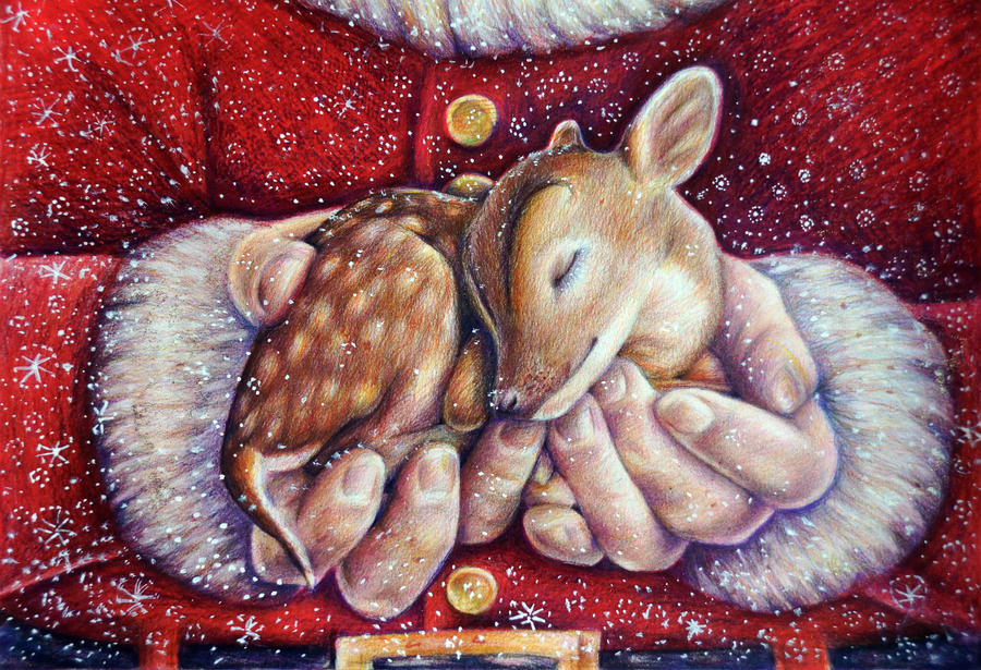 Santa With Baby Deer by Alena-Koshkar