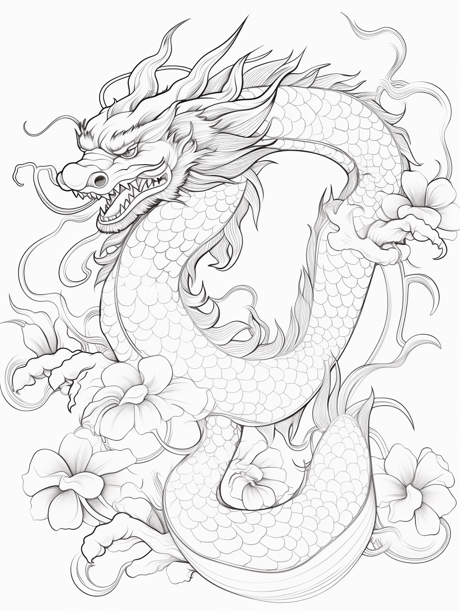 Chinese Dragon Free Printable Coloring Page by ColoringCollective on