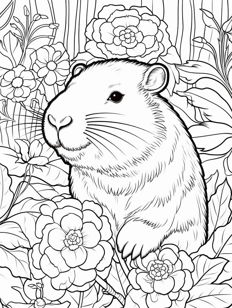 Capybara Free Printable Coloring Page by ColoringCollective on