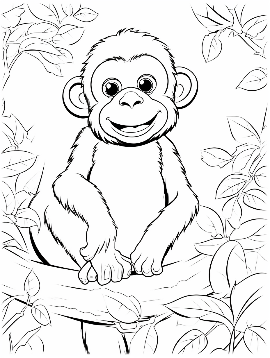 Monkey - Free Printable Coloring Page by Coloring-Collective on DeviantArt