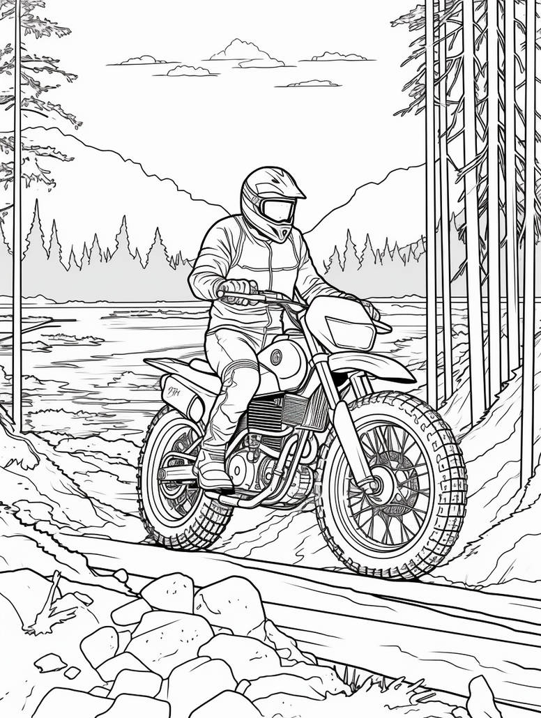 Dirtbike - Free Printable Coloring Page by Coloring-Collective on