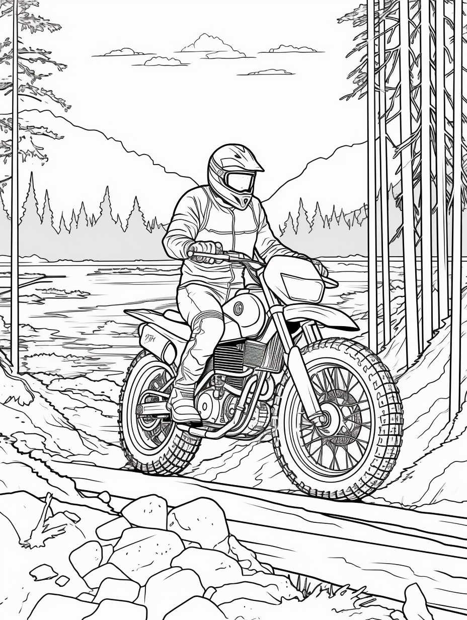 Dirtbike Free Printable Coloring Page by Coloring Collective on