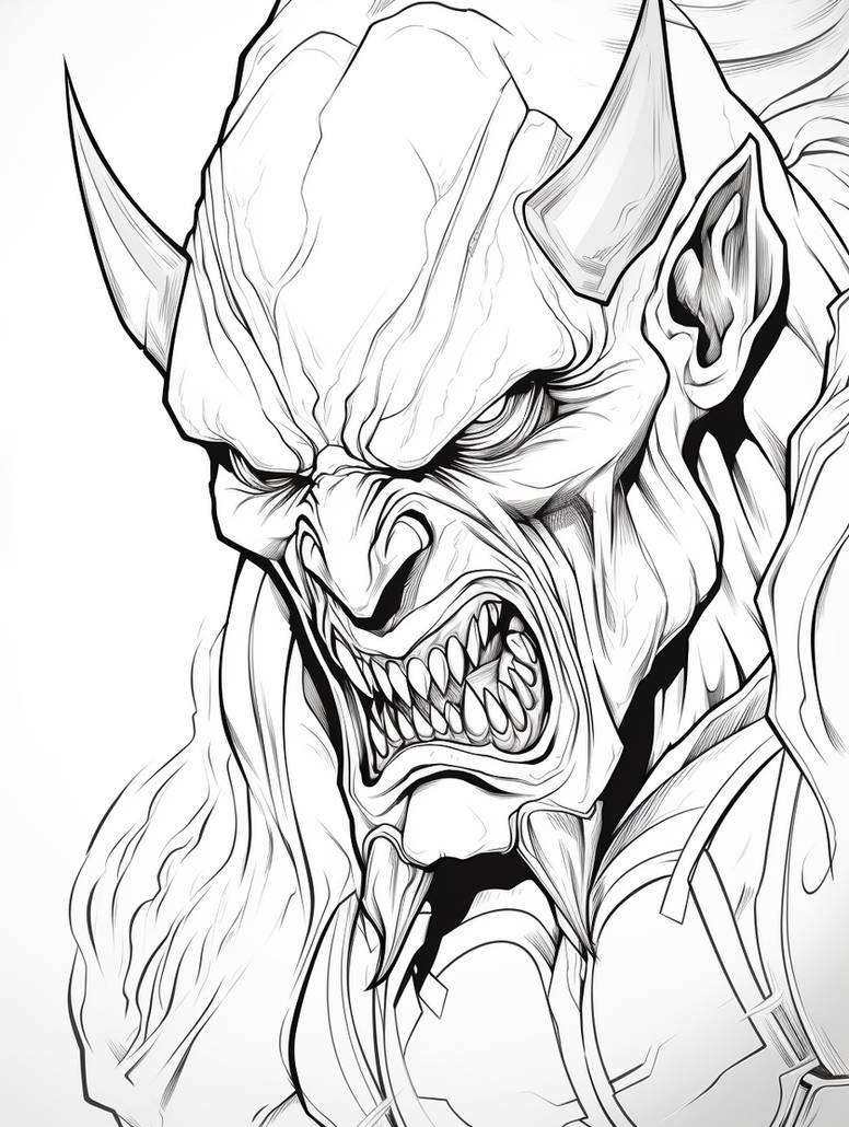 Snarling Demon - Free Printable Coloring Page by OtakuOasisDesigns on ...