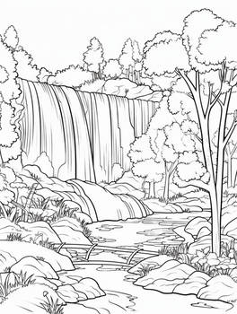 Waterfall - Free Kids Coloring Page