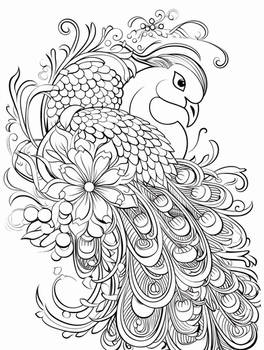 Patterned Peacock - Free Patterned Coloring Page