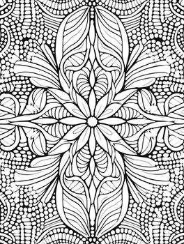 Flower and Dots - Free Patterned Coloring Page