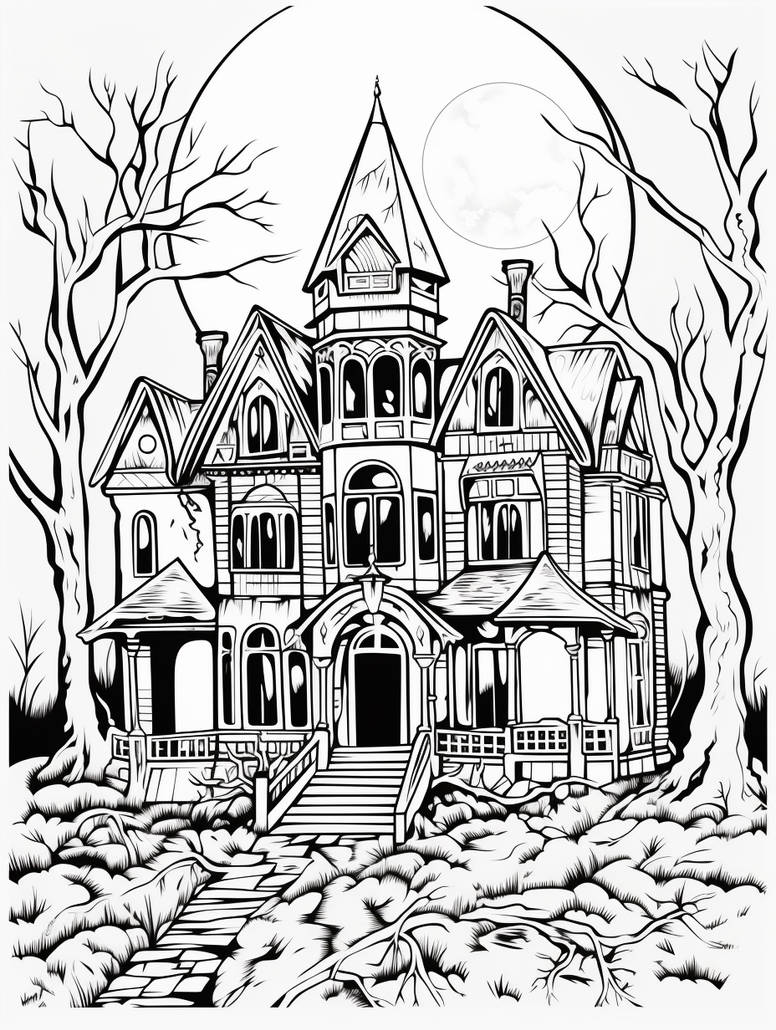 Haunted Mansion Colouring Pages