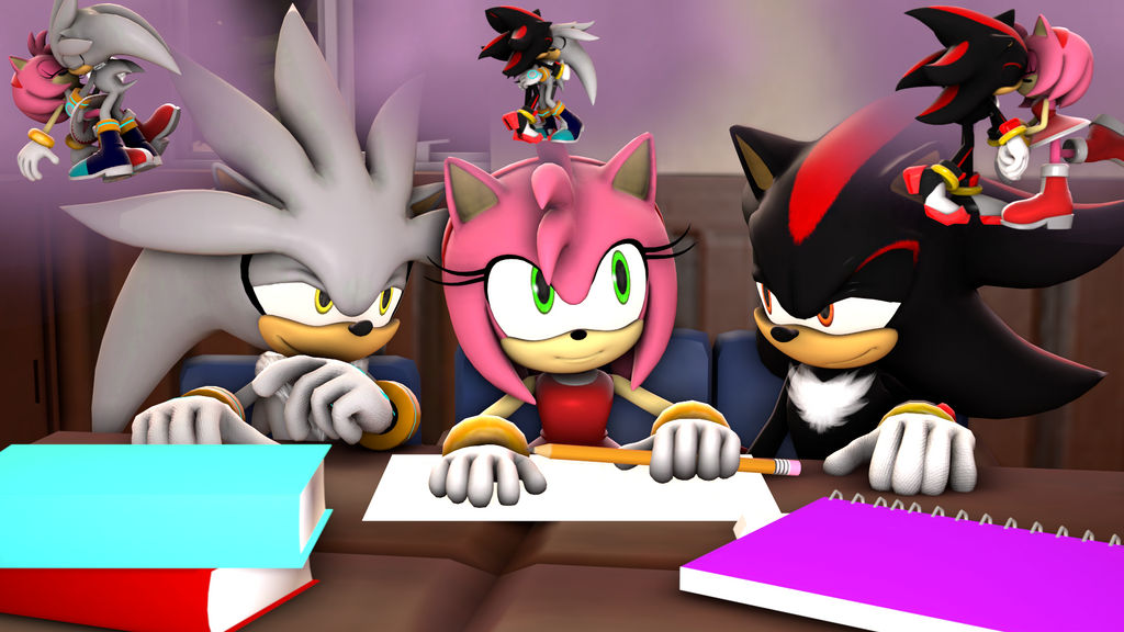 Roses for Rose] Sonic, Amy, Shadow and Silver by KatTheFalcon on