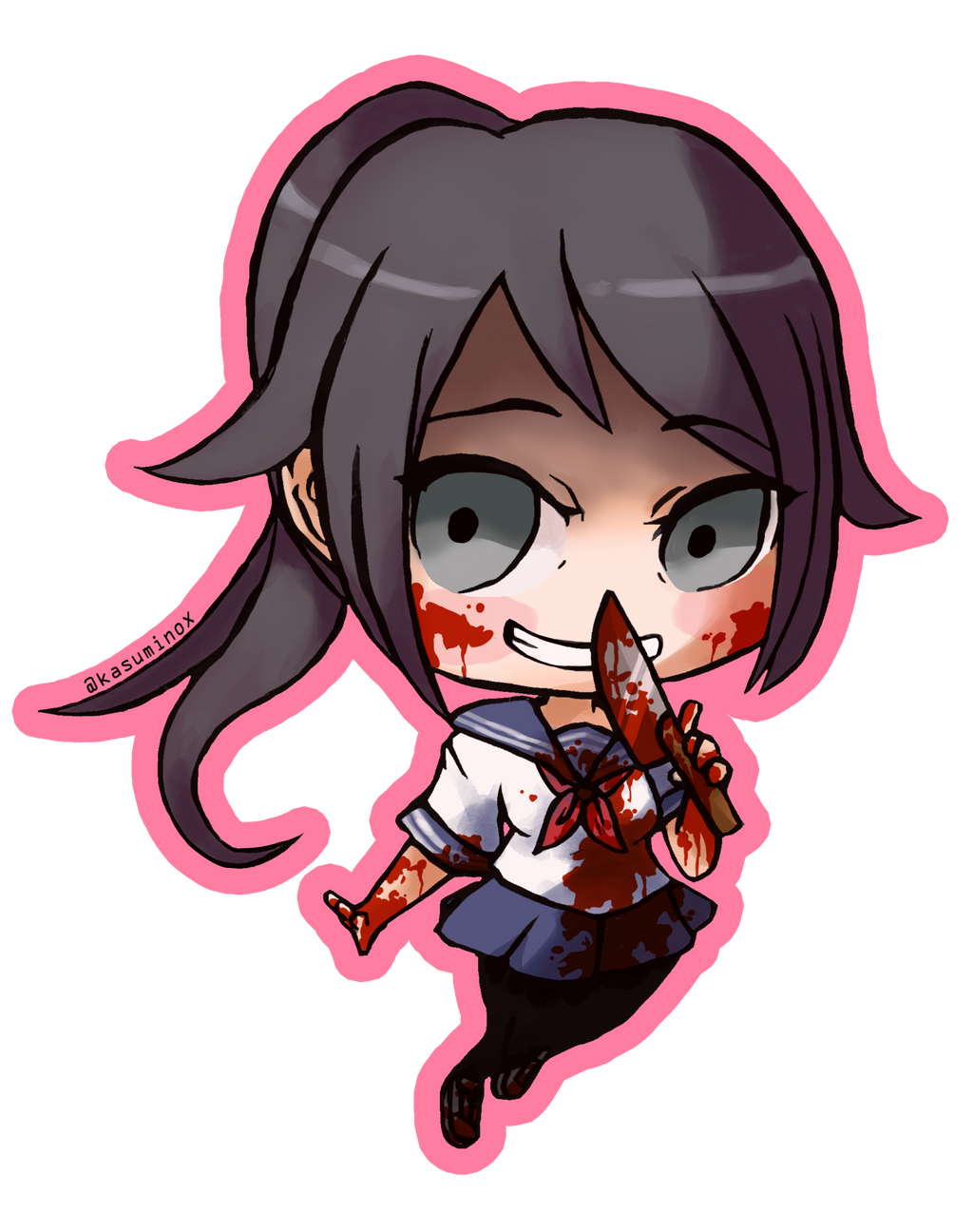 Yandere Sticker (insane) Yandere-chan Chibi sticker by kasuminox on DeviantArt