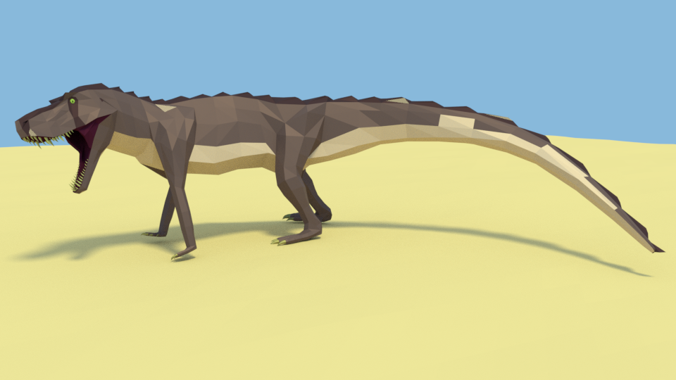 Saurosuchus In Low Poly