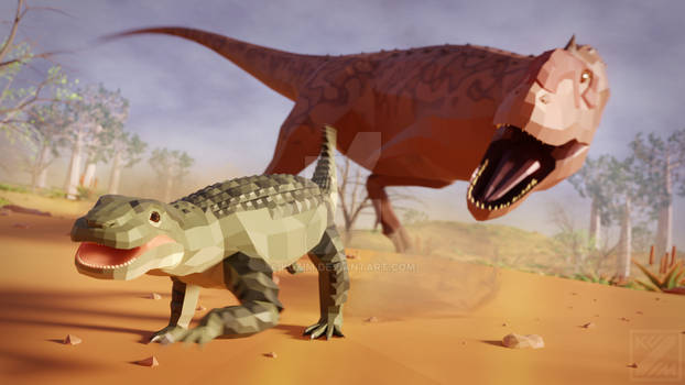 Simosuchus Vs Majungasaurus in Low Poly