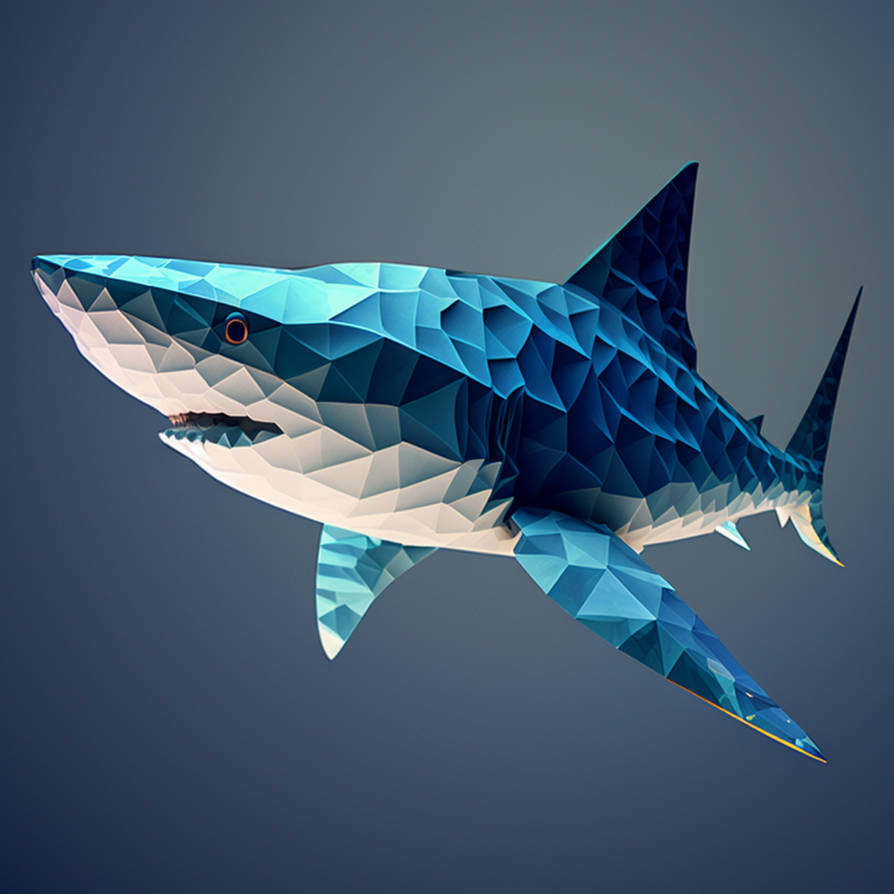 Blue Shark Fish Polygon by daripray on DeviantArt