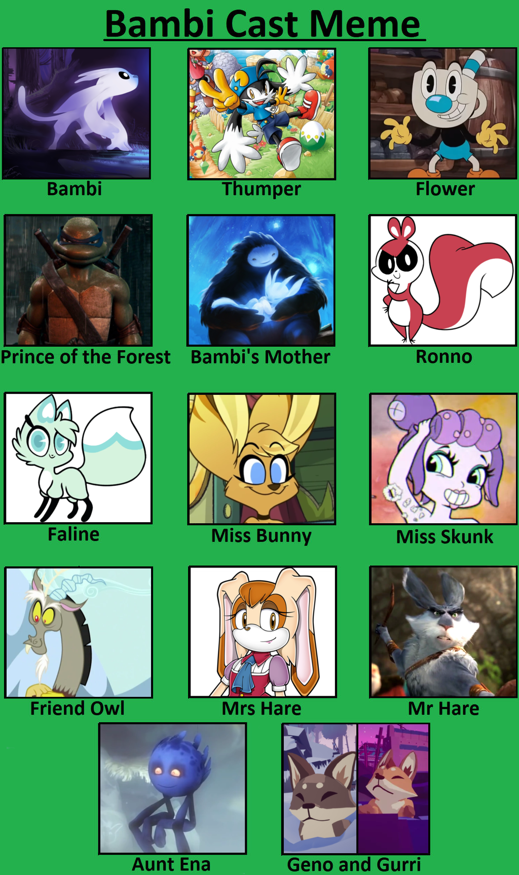 Bambi | Cast Meme | Crossover by MarieUWU395 on DeviantArt