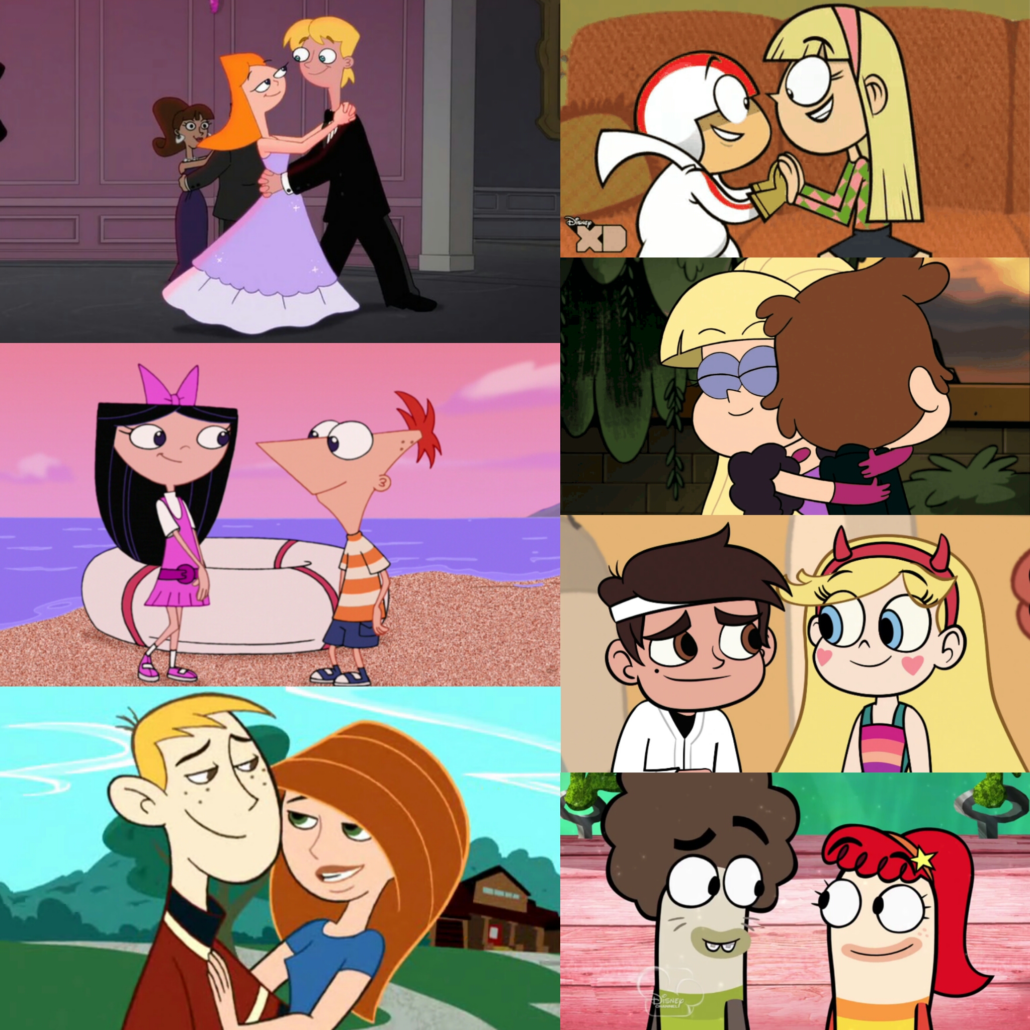 A collage of animated Disney TV pairings