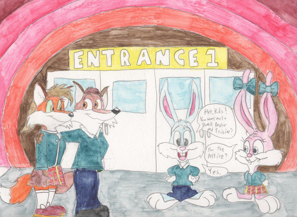 Buster and Babs wearing Dex and Trix's Attire by CartoonLovingFeline on