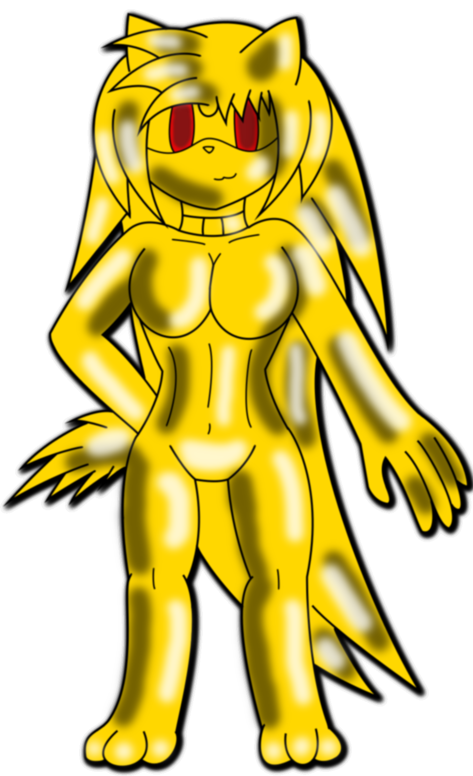 18+ Stuff: Kechi in Gold latex tight body suit