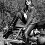 Girl with Triumph Bonneville IV (BW)