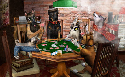 Hipster Dogs Playing Poker