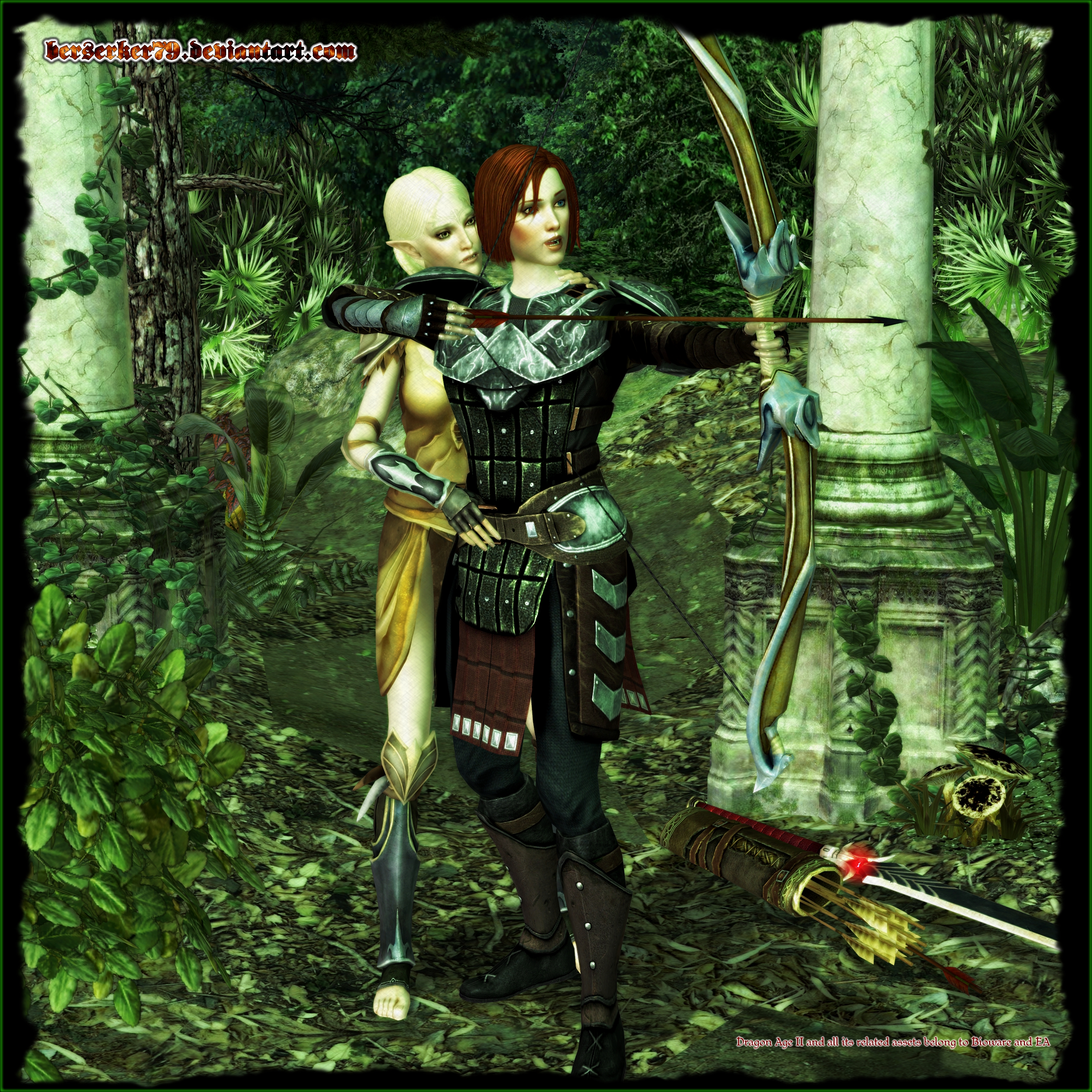 Dragon Age: Archery Lesson (Lyna x Leliana) by Berserker79 on DeviantArt
