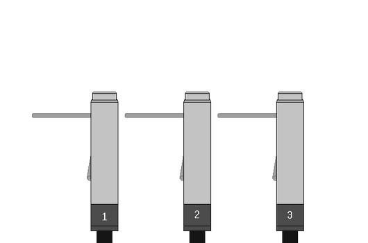 3-turnstile exit gate (gray, variation 3)