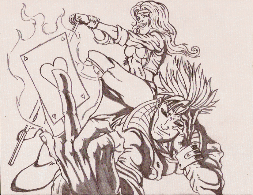 Gambit and Rogue First Sketch