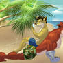 Crunch bandicoot and Daniels enjoying the beach