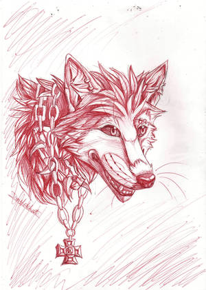 wolf head pen sketch by IamSKETCHcat