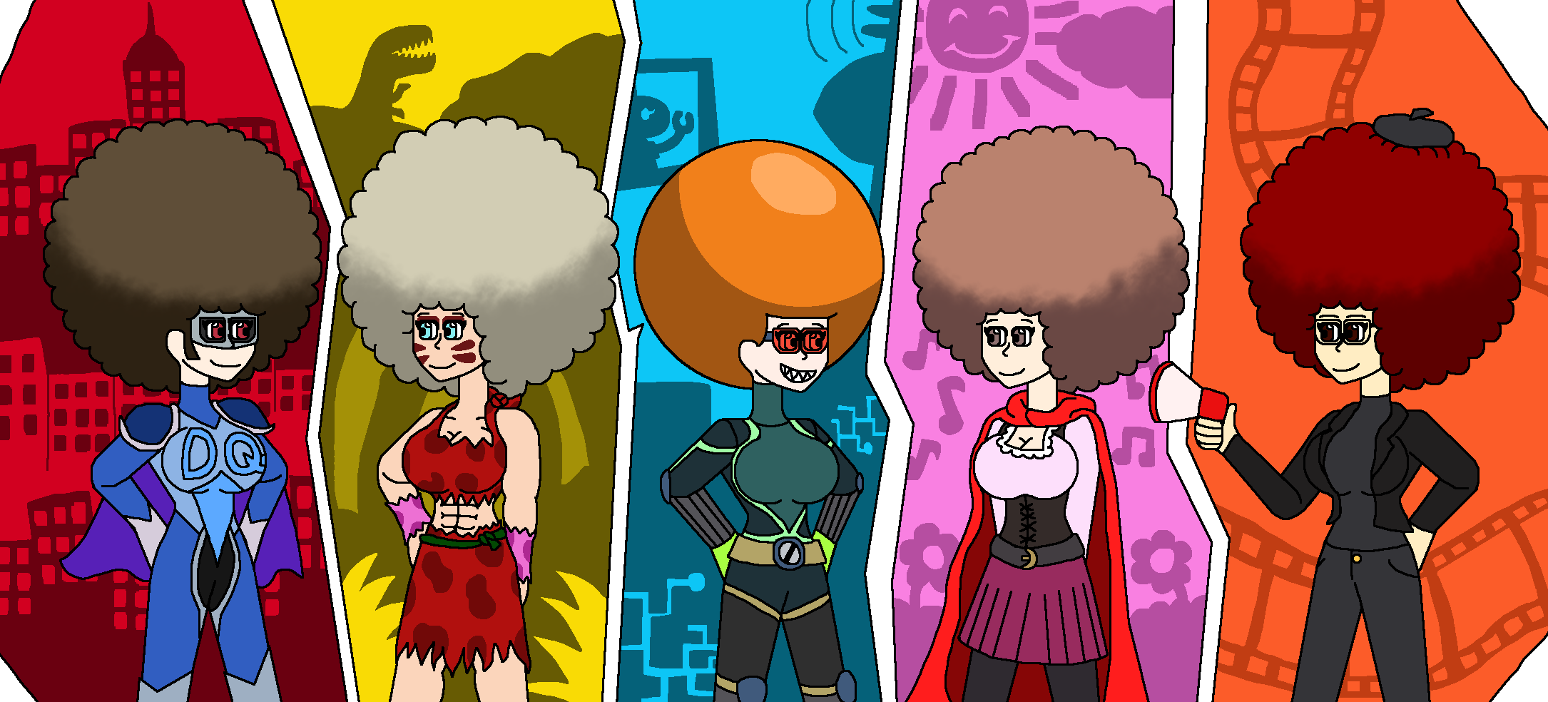 P5 Girls Square Afros by TheAmazingMisterZ on DeviantArt
