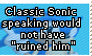 Classic Sonic's stupid muteness stamp